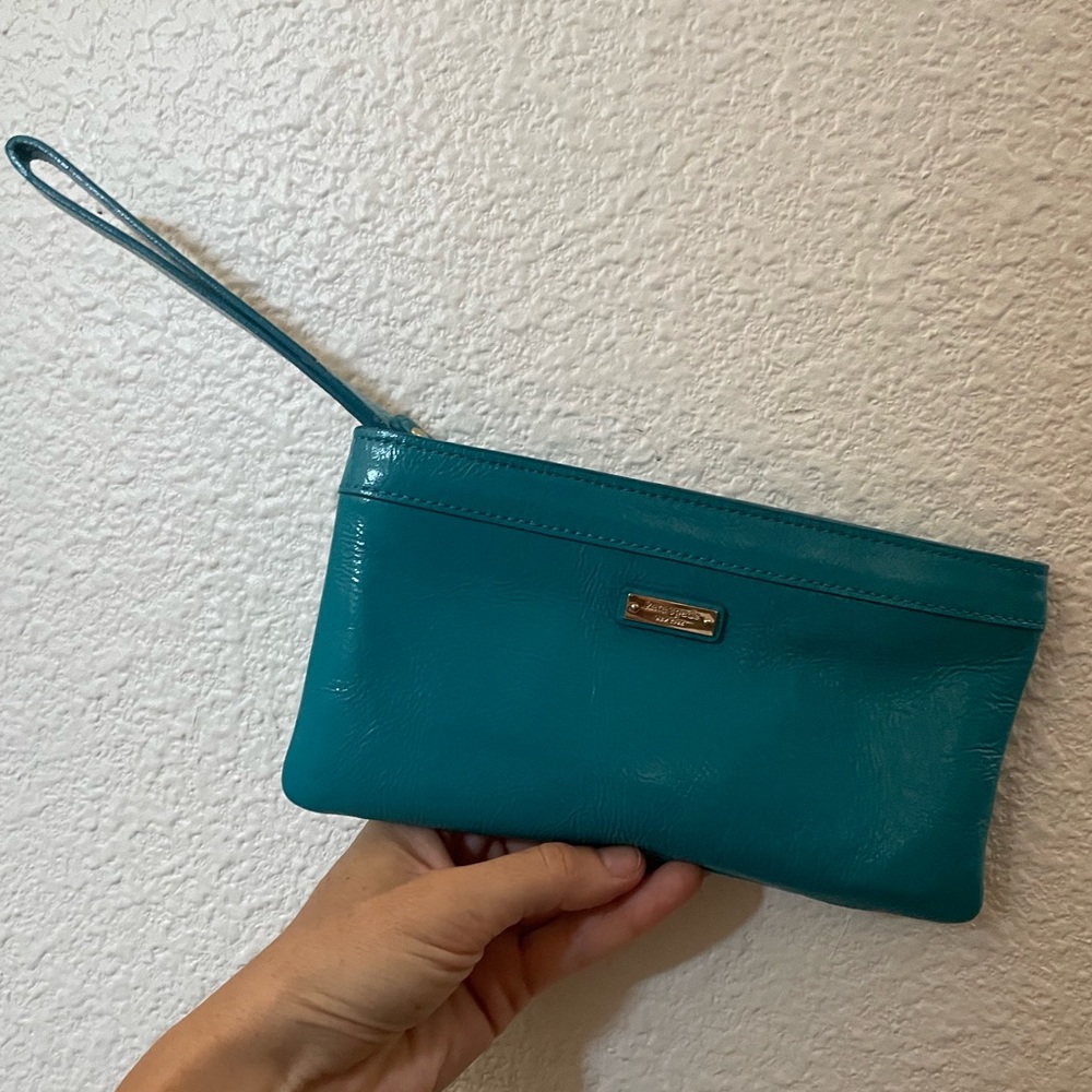 Kate Spade- Teal Crinkle Patent Wristlet